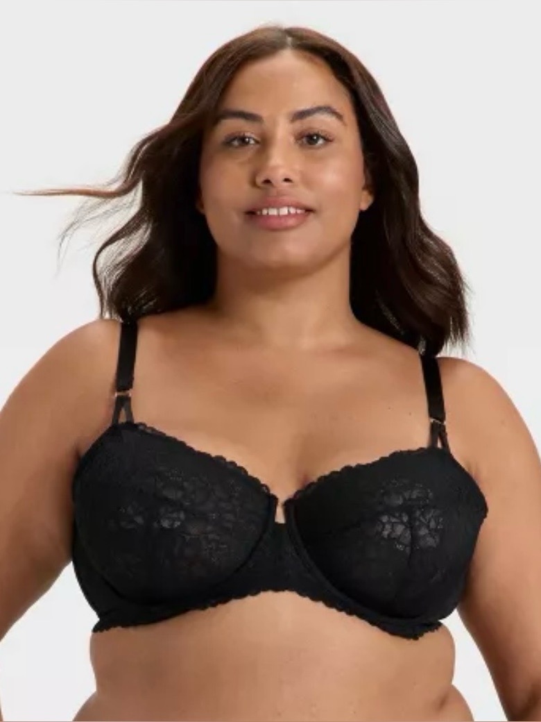 Auden Black Lace Lightly Lined Balconette Coverage Underwire Bra, Size 44d Chic